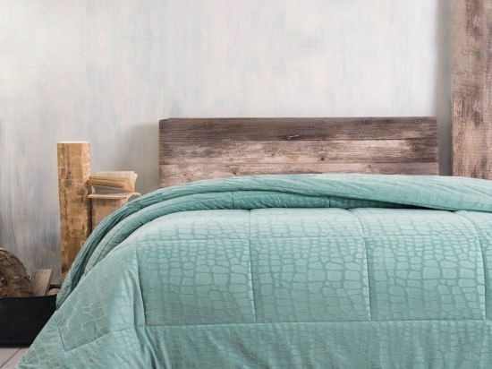 Κουβερτοπάπλωμα Croco Velvet Aqua Ρυθμός Ημίδιπλο 160x220cm Βελούδο