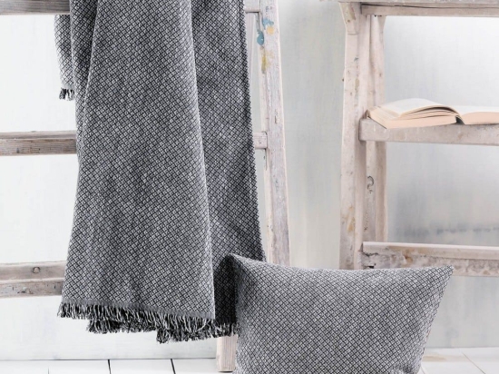 Ριχτάρι Tempe Grey Black Ρυθμός Διθέσιο 180x240cm Chenille,Βαμβάκι,Polyester