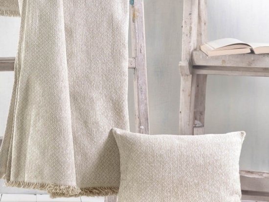 Ριχτάρι Tempe Ecru Ρυθμός Πολυθρόνα 160x180cm Chenille,Βαμβάκι,Polyester