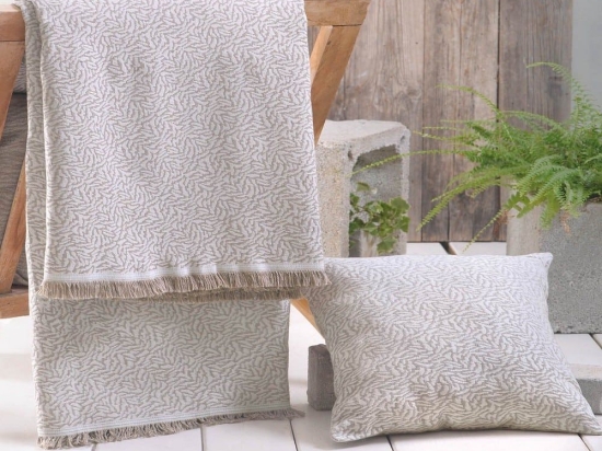 Ριχτάρι Tessy Beige Ρυθμός Πολυθρόνα 160x180cm Βαμβάκι-Πολυέστερ