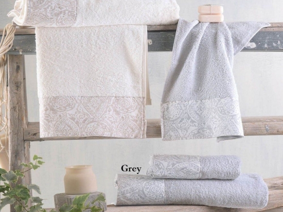 Πετσέτες Amara (Σετ 3τμχ) Grey Ρυθμός Σετ Πετσέτες 70x140cm 100% Πενιέ Βαμβάκι