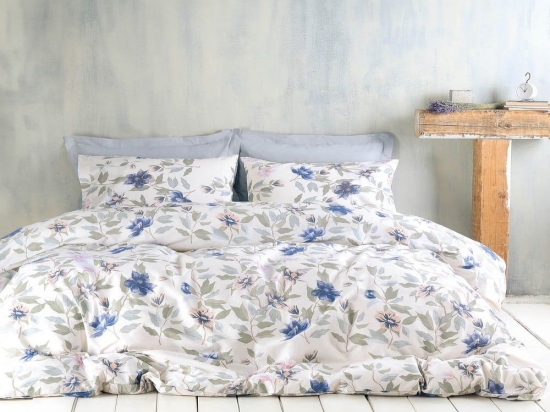 Σεντόνια Ilina (Σετ 4τμχ) Blue Ρυθμός Queen Size 230x260cm Βαμβάκι-Πολυέστερ