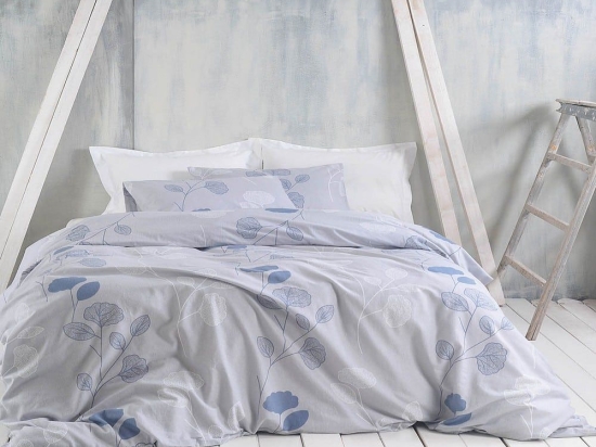 Σεντόνια Φανελένια Morin (Σετ 3τμχ) Grey-Blue Ρυθμός Ημίδιπλο 160x260cm 100% Βαμβακερή Φανέλα