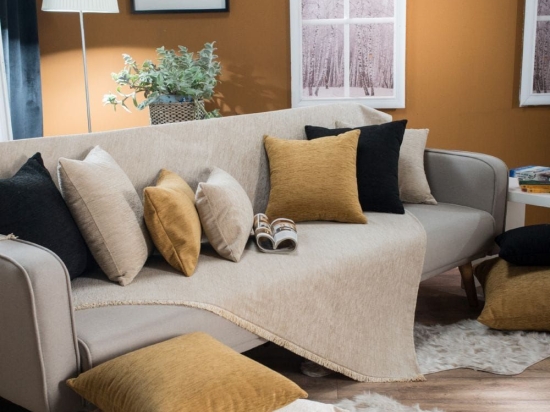 Ριχτάρι Solid 301 Ecru Teoran Τριθέσιο 180x300cm Βαμβάκι-Πολυέστερ