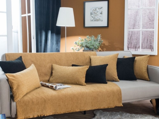 Ριχτάρι Solid 307 Gold Teoran Τριθέσιο 180x300cm Βαμβάκι-Πολυέστερ
