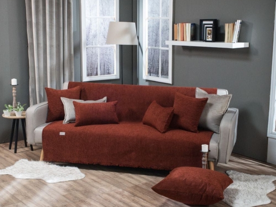Ριχτάρι Solid 305 Terracota Teoran Διθέσιο 180x250cm Βαμβάκι-Πολυέστερ