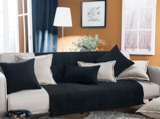 Ριχτάρι Solid 306 Black Teoran Τριθέσιο 180x300cm Βαμβάκι-Πολυέστερ