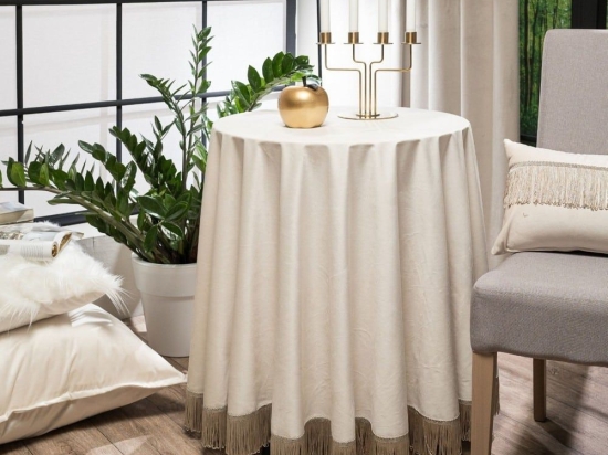 Ροτόντα Με Κρόσσι Velvet 01 Ivory Teoran Διάμετρος 180cm Φ180 Acrylic