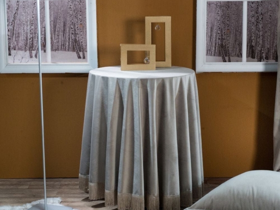Ροτόντα Με Κρόσσι Velvet 07 Taupe Teoran Διάμετρος 180cm Acrylic