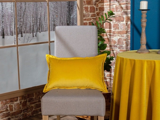 Μαξιλαροθήκη Διακοσμητική Velvet 14 Yellow Teoran 30X50 Βαμβάκι-Ακρυλικό