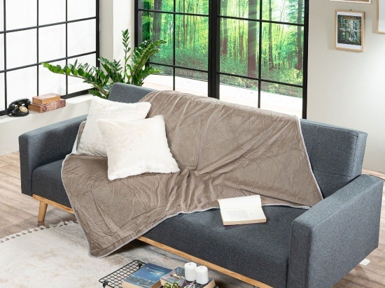 Κουβέρτα Καναπέ Velour 07 Beige Teoran 130X160 130x160cm Πολυέστερ