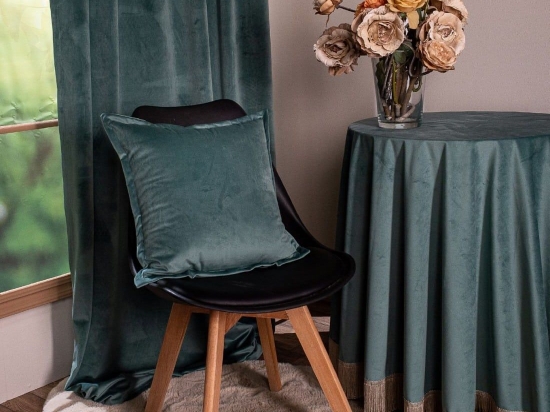 Μαξιλαροθήκη Διακοσμητική Velvet 15 Pine Green Teoran 45X45 Βαμβάκι-Ακρυλικό