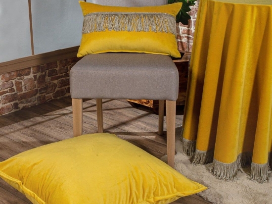 Μαξιλαροθήκη Διακοσμητική Δαπέδου Velvet 14 Yellow Teoran 65Χ65 Βαμβάκι-Ακρυλικό