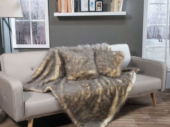 Ριχτάρι Γούνινο Pelt 17 Beige-Grey Teoran Πολυθρόνα 130x160cm Acrylic
