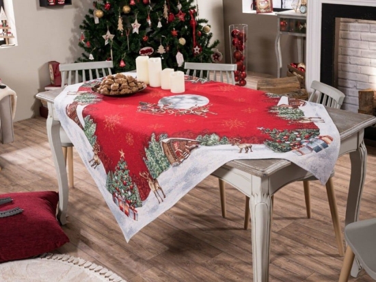 Τραπεζοκαρέ Χριστουγεννιάτικο Rudolph Red Teoran 140 X140