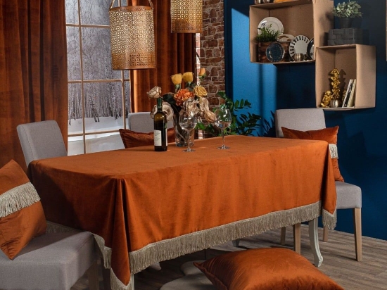 Τραπεζομάντηλο Velvet 05 Terra Teoran 140X180 Βαμβάκι-Ακρυλικό