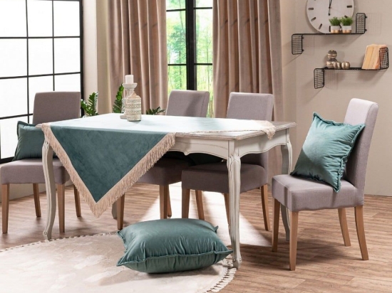 Τραπεζομάντηλο Velvet 15 Pine Green Teoran 140 X140 Βαμβάκι-Ακρυλικό