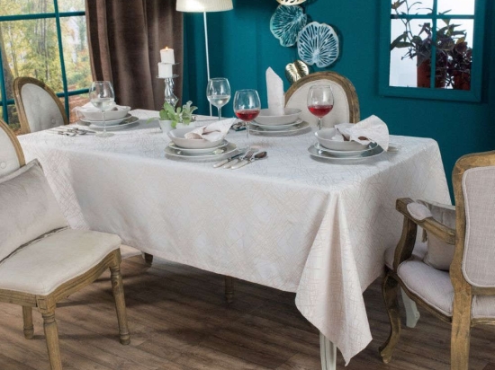 Τραπεζομάντηλο Dinan Ecru Teoran 160X320 Βαμβάκι-Πολυέστερ