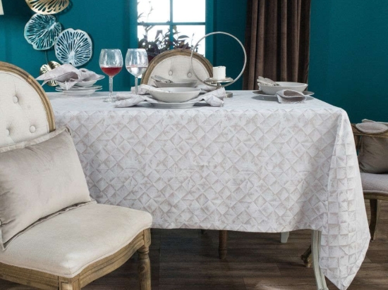 Τραπεζομάντηλο Eze Με Πετσέτες Σετ 13τμχ Beige Teoran 160X320 Βαμβάκι-Πολυέστερ