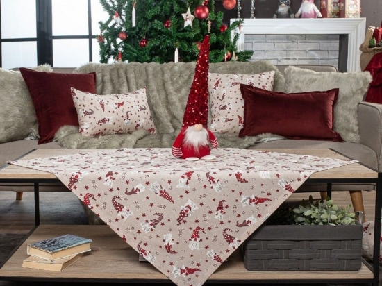 Καρέ Χριστουγεννιάτικο Zermatt Beige-Red Teoran 90X90cm