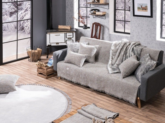 Ριχτάρι Utah 11 Grey Teoran Τριθέσιο 180x300cm Ακρυλικό-Πολυέστερ