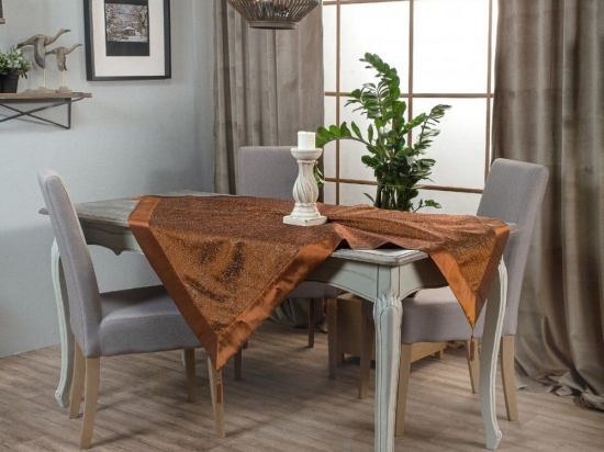 Τραπεζοκαρέ J9288 Brown Teoran 130x135 Πολυέστερ