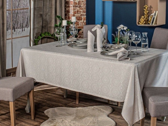 Τραπεζομάντηλο Roussilon Beige Teoran 160X250 Βαμβάκι-Πολυέστερ