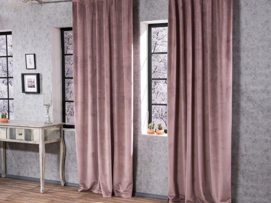 Κουρτίνα Velvet Με Τρέσα 12 Purple 140x260cm Teoran 140X260 Βαμβάκι-Ακρυλικό