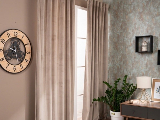 Κουρτίνα Velvet Με Τρέσα 07 Taupe 140x260cm Teoran 140X260 Βαμβάκι-Ακρυλικό