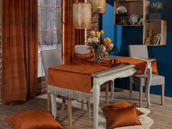 Τραβέρσα (Sari) Velvet 05 Terra Teoran 65X200 Βαμβάκι-Ακρυλικό