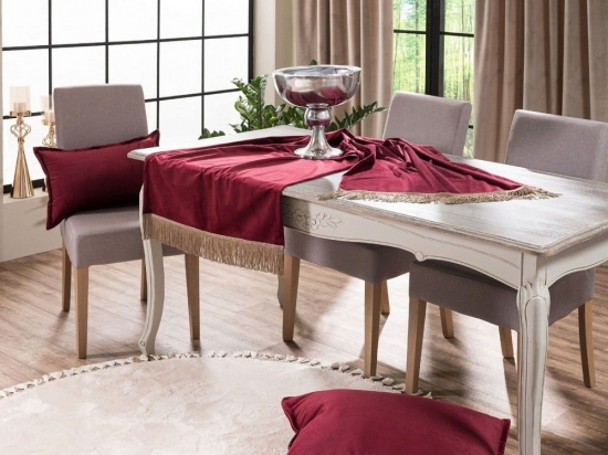 Τραβέρσα (Sari) Velvet 10 Bordo Teoran 65X200 Βαμβάκι-Ακρυλικό