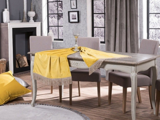 Τραβέρσα (Sari) Velvet 14 Yellow Teoran 65X200 Βαμβάκι-Ακρυλικό