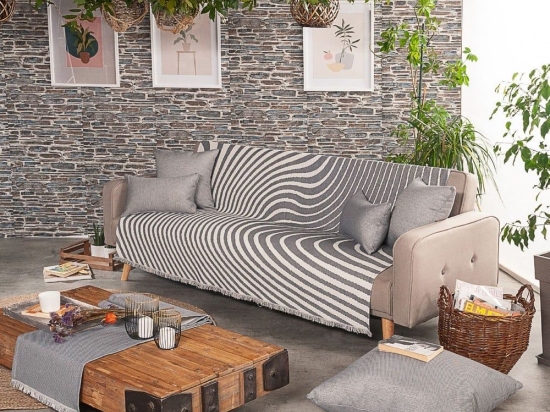 Ριχτάρι Donatella 04 Grey Teoran Τριθέσιο 180x300cm Βαμβάκι-Πολυέστερ