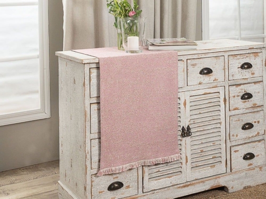 Τραβέρσα Avellino 06 Pink Teoran 45X180 Βαμβάκι-Πολυέστερ