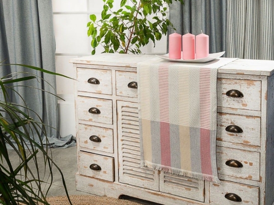 Τραβέρσα Lazio 06 Pink Teoran 45X180 Βαμβάκι-Πολυέστερ