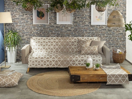 Ριχτάρι Manarola 02 Beige Teoran Πολυθρόνα 180x150cm Βαμβάκι-Πολυέστερ