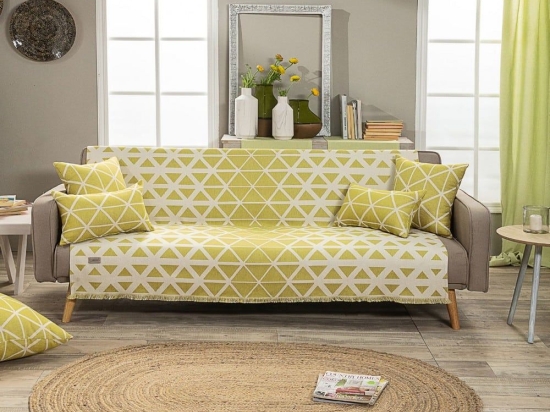 Ριχτάρι Manarola 08 Lime Teoran Διθέσιο 180x250cm Βαμβάκι-Πολυέστερ