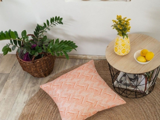 Μαξιλαροθήκη Διακοσμητική Δαπέδου Siena 15 Orange Teoran 65Χ65 Βαμβάκι-Πολυέστερ