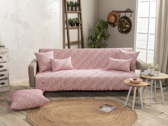 Ριχτάρι Siena 06 Pink Teoran Τριθέσιο 180x300cm Βαμβάκι-Πολυέστερ