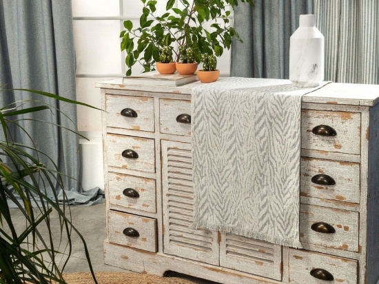 Τραβέρσα Vicenza 04 Grey Teoran 45X180 Βαμβάκι-Πολυέστερ