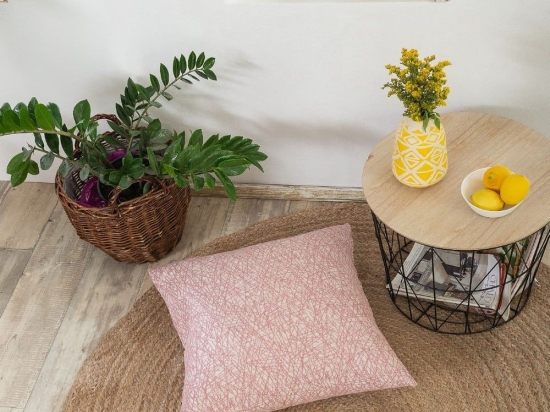 Μαξιλαροθήκη Διακοσμητική Δαπέδου Potenza 06 Pink Teoran 65Χ65 Βαμβάκι-Πολυέστερ