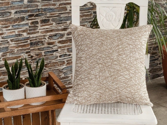 Μαξιλάρι Διακοσμητικό (Με Γέμιση) Potenza 02 Beige Teoran 43X43 Βαμβάκι-Πολυέστερ