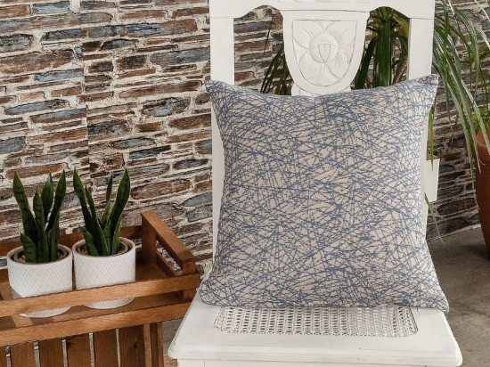 Μαξιλάρι Διακοσμητικό (Με Γέμιση) Potenza 05 Blue Teoran 43X43 Βαμβάκι-Πολυέστερ