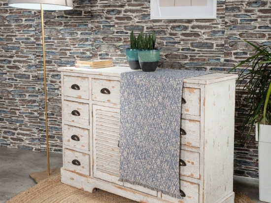 Τραβέρσα Potenza 05 All Over Blue Teoran 45X180 Βαμβάκι-Πολυέστερ