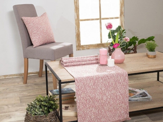 Τραβέρσα Potenza 06 All Over Pink Teoran 45X180 Βαμβάκι-Πολυέστερ