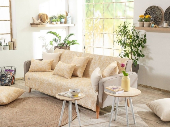 Ριχτάρι Meazza 14 Yellow Teoran Τριθέσιο 180x300cm Βαμβάκι-Πολυέστερ