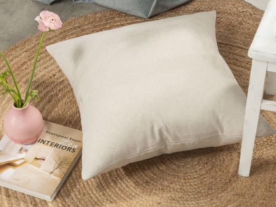 Μαξιλαροθήκη Διακοσμητική Δαπέδου Aragona 11 Beige Teoran 65Χ65 Βαμβάκι-Πολυέστερ