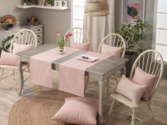 Τραβέρσα Aragona 06 Pink Teoran 40Χ160 40x160cm Βαμβάκι-Πολυέστερ