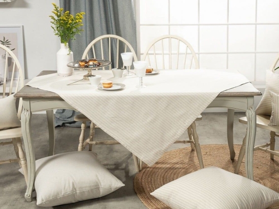 Καρέ Guensa 11 Beige-Grey Teoran 90X90cm Βαμβάκι-Πολυέστερ