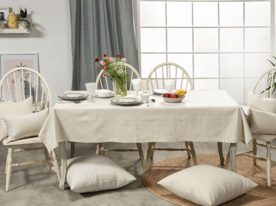 Τραπεζομάντηλο Guensa 11 Beige-Grey Teoran 135X135cm Βαμβάκι-Πολυέστερ